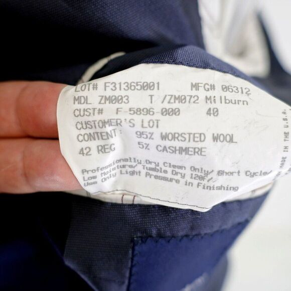 Hickey Freeman‎ Worsted Wool Cashmere Blue 42R Milburn Blazer 2 Button - Picture 9 of 11